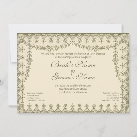  uitnodiging tot Victoriaans Cupid Heart Wedding (Achterkant)