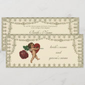 uitnodiging tot Victoriaans Cupid Heart Wedding (Voorkant / Achterkant)