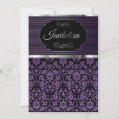 Uitnodiging tot viering Paarse Damask Party (Voorkant)