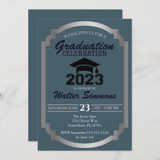 Uitnodiging tot viering van blauwe en zilveren Afs (Voorkant / Achterkant)