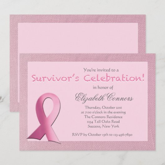 Uitnodiging tot viering van borstkanker (Voorkant / Achterkant)