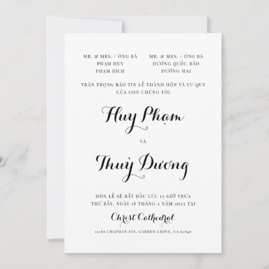 Uitnodiging tot Vietnamese weddenschappen (Voorkant)