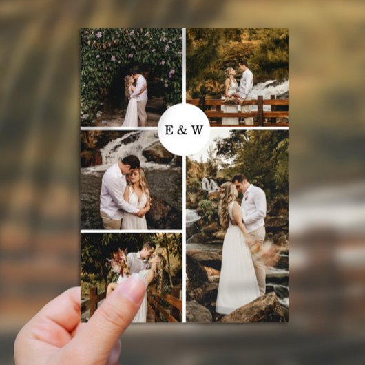 Uitnodiging tot vijf fotocollage Modern Wedding