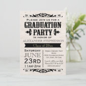Uitnodiging tot Vintage Beige Graduation Party (Staand voorkant)