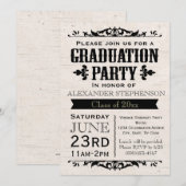 Uitnodiging tot Vintage Beige Graduation Party (Voorkant / Achterkant)