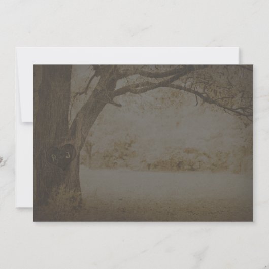 Uitnodiging tot Vintage Boom Carving Wedding (Achterkant)