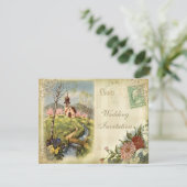 Uitnodiging tot Vintage bruiloft (Staand voorkant)