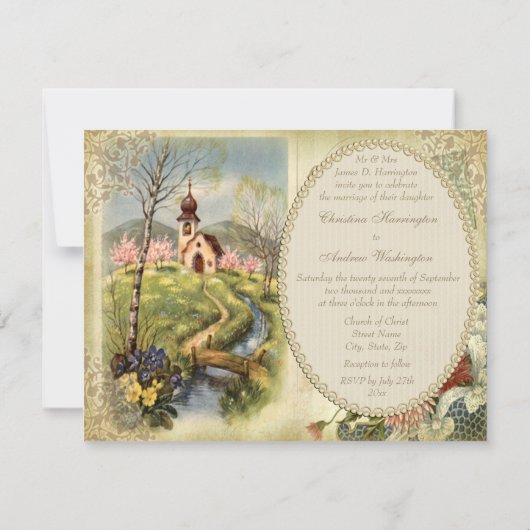 Uitnodiging tot Vintage bruiloft (Achterkant)