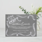 Uitnodiging tot Vintage Chalkboard Wedding Bells (Staand voorkant)