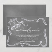 Uitnodiging tot Vintage Chalkboard Wedding Bells (Voorkant / Achterkant)