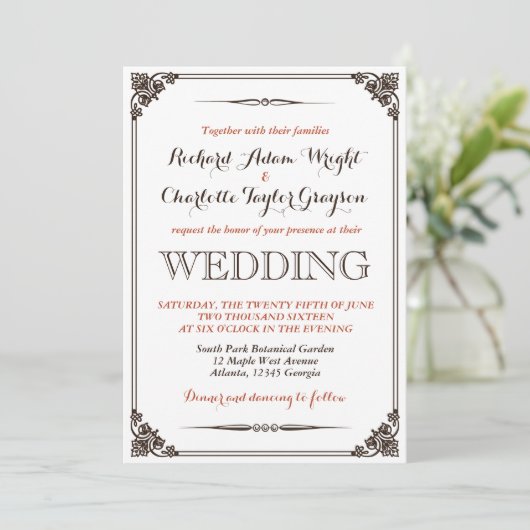 Uitnodiging tot Vintage en Rustic Wedding (Staand voorkant)