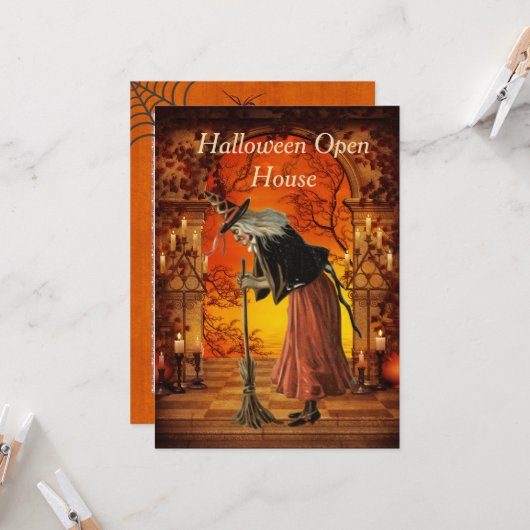 Uitnodiging tot Vintage-heks-partij (Voorkant / Achterkant in situ)