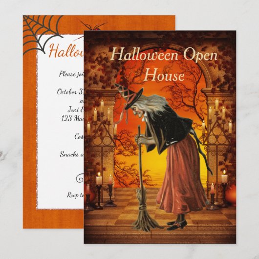 Uitnodiging tot Vintage-heks-partij (Voorkant / Achterkant)