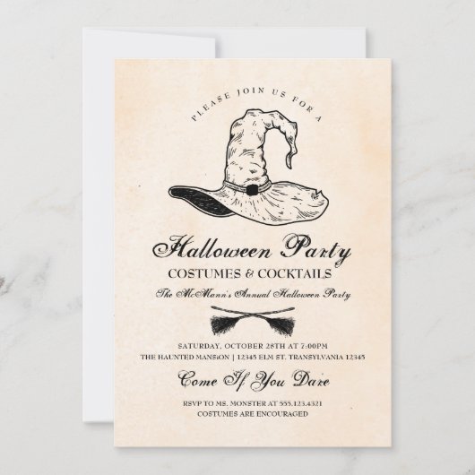 Uitnodiging tot Vintage-heks-partij (Voorkant)