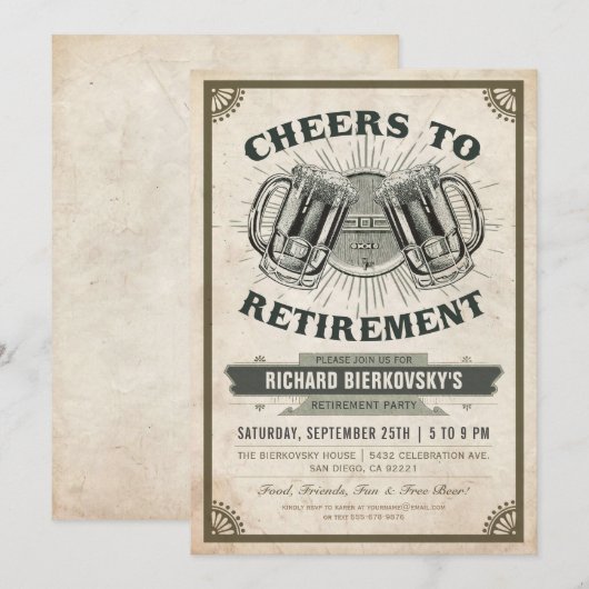 Uitnodiging tot Vintage Kaas en bier (Voorkant / Achterkant)