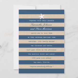 Uitnodiging tot Vintage Ocean Stripes Wedding