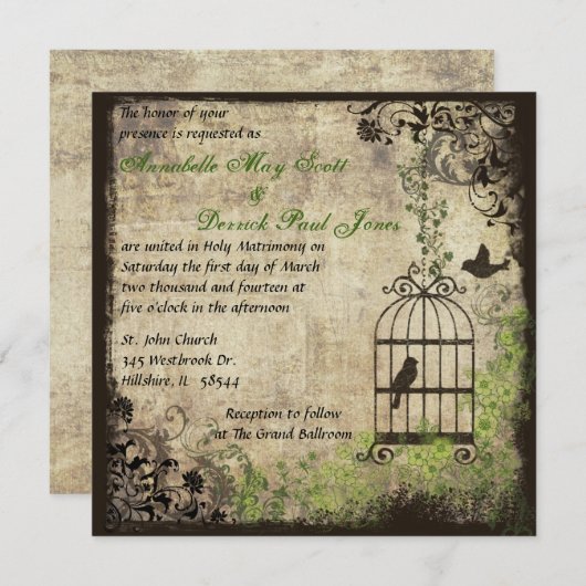 Uitnodiging tot Vintage vogeltrek (Voorkant / Achterkant)