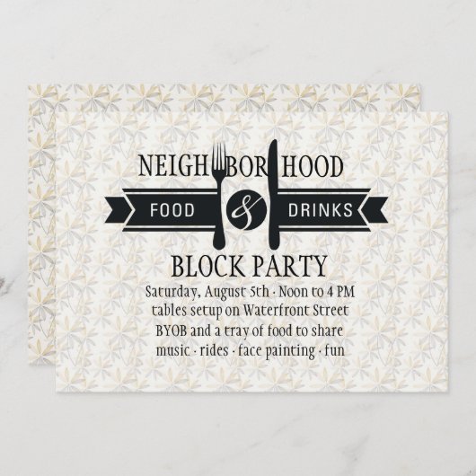 Uitnodiging tot voedsel en Drink (Voorkant / Achterkant)