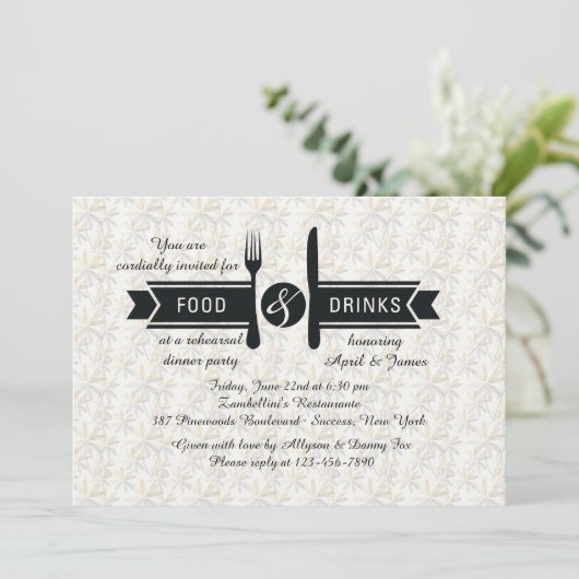 Uitnodiging tot voedsel en Drink (Staand voorkant)