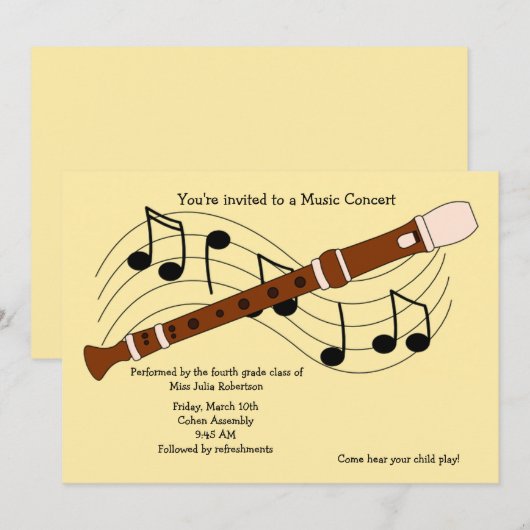 Uitnodiging tot volledige muziekoverweging (Voorkant / Achterkant)