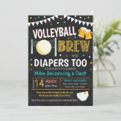 Uitnodiging tot volleybal en Baby shower beer (Staand voorkant)