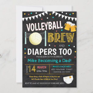 Uitnodiging tot volleybal en Baby shower beer