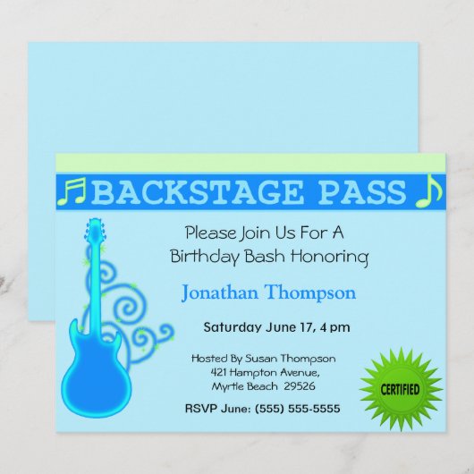 Uitnodiging tot vrijdag backstage (Voorkant / Achterkant)