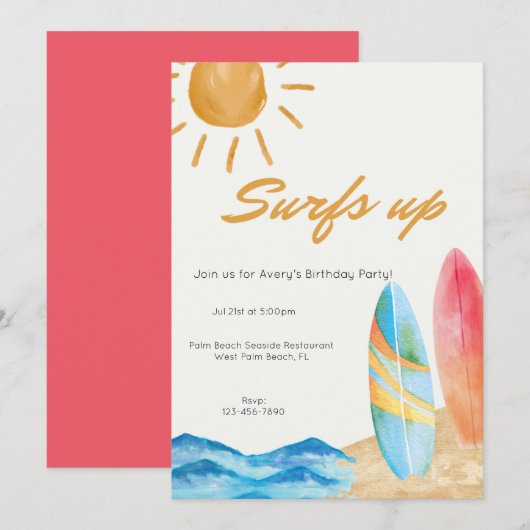 Uitnodiging tot vrijdag surf Up Beach (Voorkant / Achterkant)