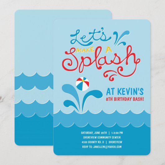 uitnodiging tot vrijdag | Zwemwaterdag (Voorkant / Achterkant)