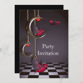 Uitnodiging tot vrije partij Rode Roze Black (Voorkant / Achterkant)