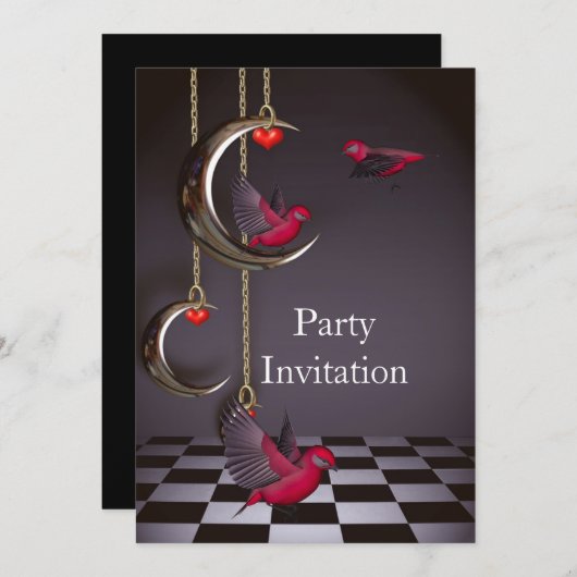 Uitnodiging tot vrije partij Rode Roze Black (Voorkant / Achterkant)