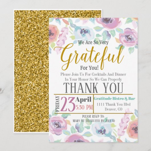 Uitnodiging tot waardering, dankbaar voor (Voorkant / Achterkant)