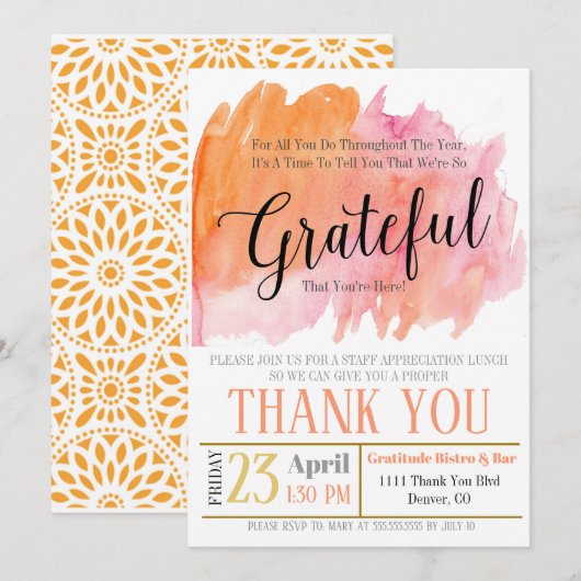 Uitnodiging tot waardering, dankbaar voor (Voorkant / Achterkant)