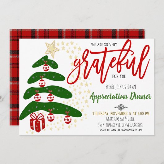 Uitnodiging tot waardering van feestdagen, bedrijf (Voorkant / Achterkant)