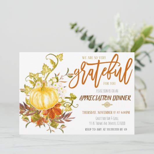Uitnodiging tot waardering voor herfst, hartelijk  (Staand voorkant)