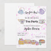 Uitnodiging tot waterverf baby shower (meisje) (Voorkant / Achterkant)