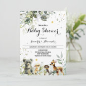 Uitnodiging tot Waterverf Baby shower Woodland (Staand voorkant)