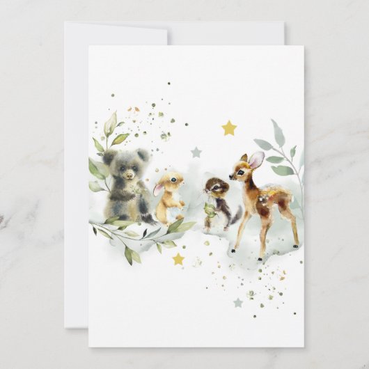 Uitnodiging tot Waterverf Baby shower Woodland (Achterkant)