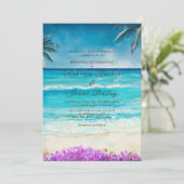 Uitnodiging tot waterverf Beach Blue Ocean Wedding (Staand voorkant)