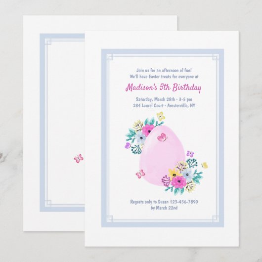 Uitnodiging tot Waterverf bij paaseieren (Voorkant / Achterkant)