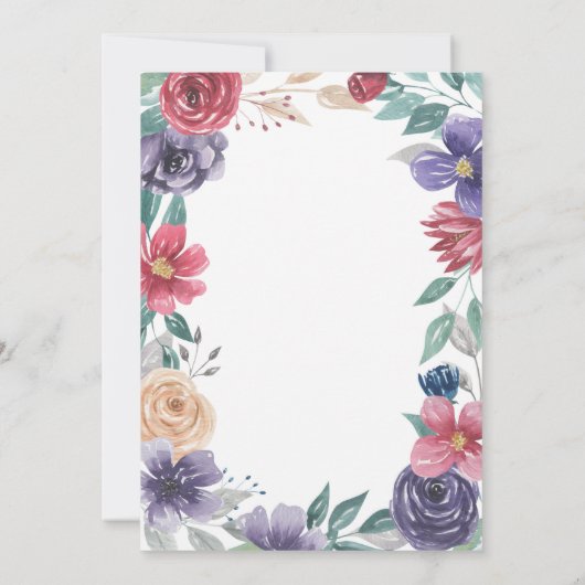 Uitnodiging tot waterverf bloemen Uittredingsparti (Achterkant)