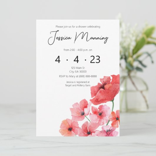 Uitnodiging tot waterverf met blauw-schoeisel (Staand voorkant)