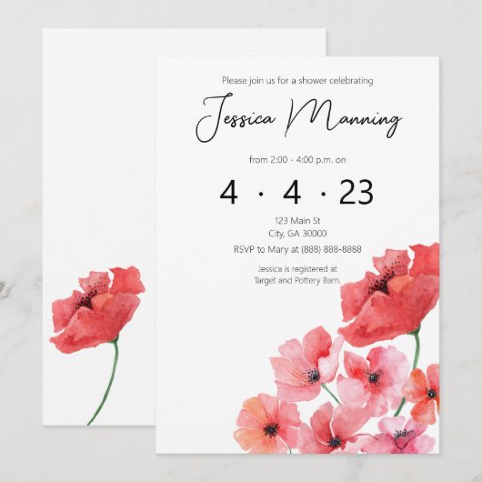 Uitnodiging tot waterverf met blauw-schoeisel (Voorkant / Achterkant)