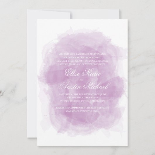 Uitnodiging tot waterverf - Paarse Waterverf (Voorkant)