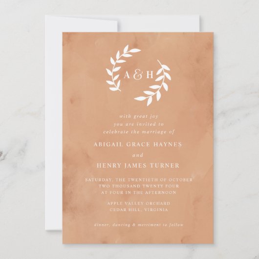 Uitnodiging tot Waterverf Rustic Wedding (Voorkant)