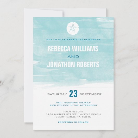 Uitnodiging tot waterverf Sand Dollar (Voorkant)