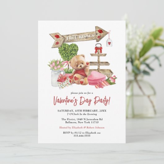 Uitnodiging tot Waterverf Valentijnsdag (Staand voorkant)