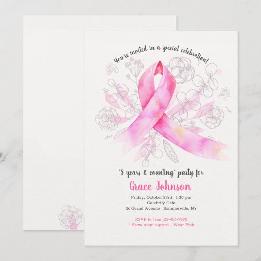 Uitnodiging tot Waterverf van borstkanker (Voorkant / Achterkant)