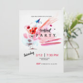 Uitnodiging tot Waterverf van cocktail Party (Staand voorkant)