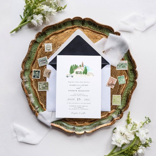 Uitnodiging tot Waterverf van de bruiloft